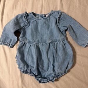 RuffleButts Chambray Denim Bubble 6-12 Months